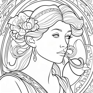 Alphonse Mucha Art Nouveau Dame Farveside 54662-45501