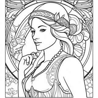 Alphonse Mucha Art Nouveau Dame Farveside 54662-45502