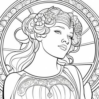 Alphonse Mucha Art Nouveau Dame Farveside 54662-45504