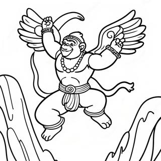 Hanuman Flyvende Med Et Bjerg Farvelaegningsside 56012-46584