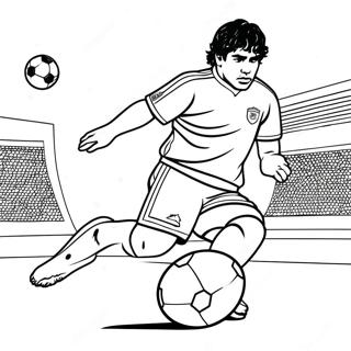 Maradona Dribler En Fodbold Farveside 61567-51041