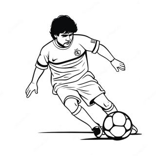 Maradona Dribler En Fodbold Farveside 61567-51043