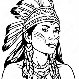 Realistisk Portraet Af Native American Kvinde Farveside 69823-57510