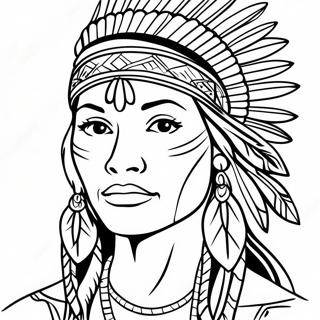 Realistisk Portraet Af Native American Kvinde Farveside 69823-57511