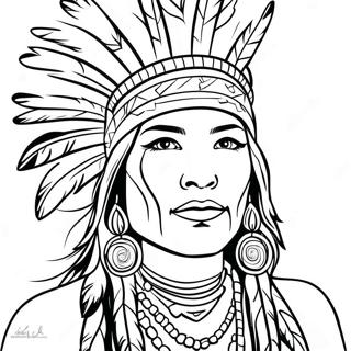 Realistisk Portraet Af Native American Kvinde Farveside 69823-57512