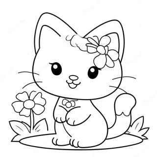 Elskelig Charmmy Kitty Med Blomster Farveside 69884-57789