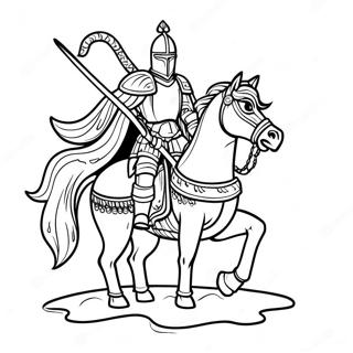 Frygtindgydende Sort Ridder Pa Hest Farveside 70024 57908