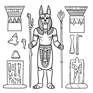 Anubis Med Egyptiske Artefakter Farveside 74016-61113