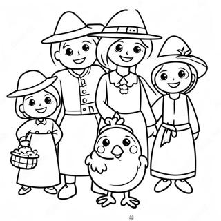 Thanksgiving Pilgrim Familie Farveside 8125-6597