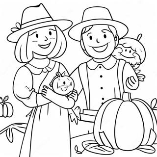 Thanksgiving Pilgrim Familie Farveside 8125-6598