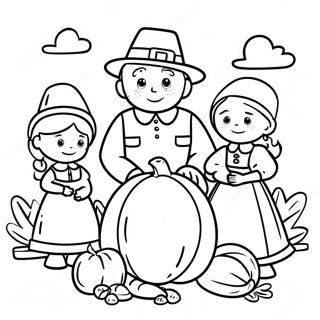 Thanksgiving Pilgrim Familie Farveside 8125-6599