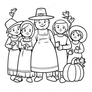 Thanksgiving Pilgrim Familie Farveside 8125-6600