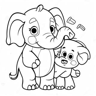 Elefant Og Gris Farvelægningssider